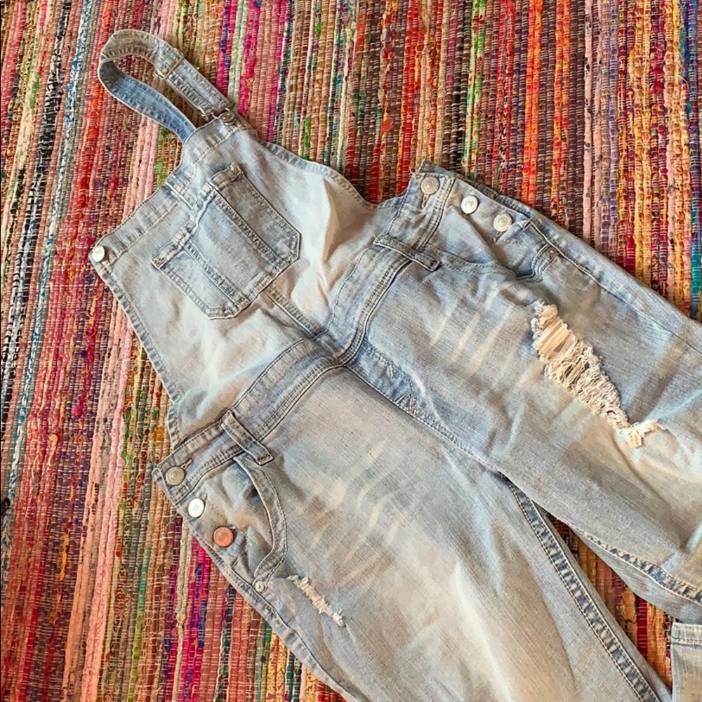 Distress One Shoulder Overalls